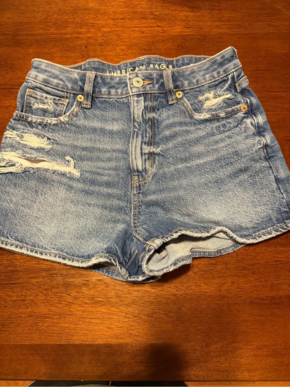 American Eagle Outfitters Light Blue Distressed Denim Shorts
